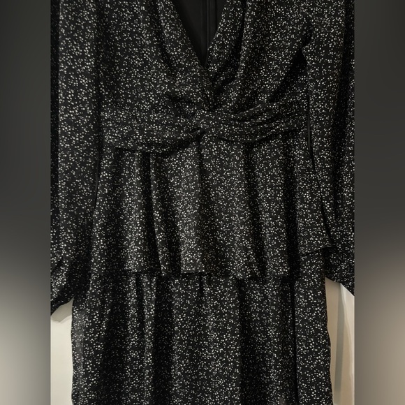 LULUS Tell You I Love You Black Floral Print Twist-Front Tiered Mini Dress Small - Picture 7 of 9